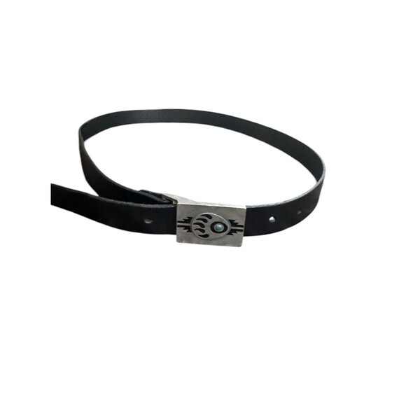 Siskiyou Buckle Co 90\'s Bear Paw silver belt buckle black belt womens size Large